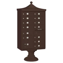 Mailboxes: Mount Type: Pedestal; Lockable: Yes; Material: Aluminum; Color: Bronze