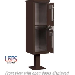 Mailboxes: Mount Type: Pedestal; Lockable: Yes; Material: Aluminum; Color: Bronze