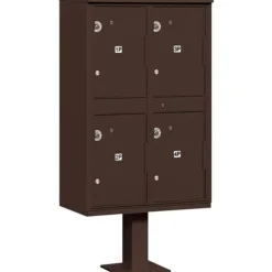 Mailboxes: Mount Type: Pedestal; Lockable: Yes; Material: Aluminum; Color: Bronze