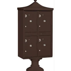 Mailboxes: Mount Type: Pedestal; Lockable: Yes; Material: Aluminum; Color: Bronze