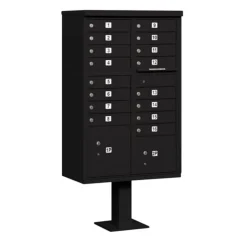 Mailboxes: Mount Type: Pedestal; Lockable: Yes; Material: Aluminum; Color: Black
