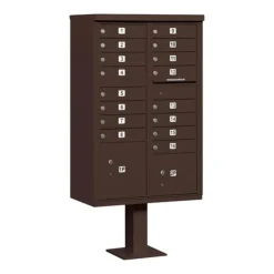 Mailboxes: Mount Type: Pedestal; Lockable: Yes; Material: Aluminum; Color: Bronze