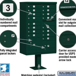 Mailboxes: Mount Type: Pedestal; Lockable: Yes; Material: Aluminum; Color: Gray