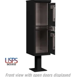 Mailboxes: Mount Type: Pedestal; Lockable: Yes; Material: Aluminum; Color: Black
