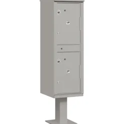 Mailboxes: Mount Type: Pedestal; Lockable: Yes; Material: Aluminum; Color: Gray