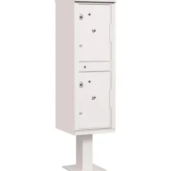 Mailboxes: Mount Type: Pedestal; Lockable: Yes; Material: Aluminum; Color: White