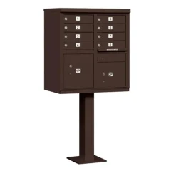 Mailboxes: Mount Type: Pedestal; Lockable: Yes; Material: Aluminum; Color: Bronze