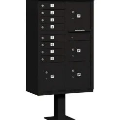 Mailboxes: Mount Type: Pedestal; Lockable: Yes; Material: Aluminum; Color: Black