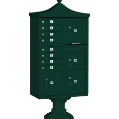 Mailboxes: Mount Type: Pedestal; Lockable: Yes; Material: Aluminum; Color: Green