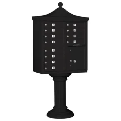 Mailboxes: Mount Type: Pedestal; Lockable: Yes; Material: Aluminum; Color: Black