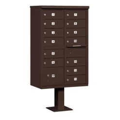 Mailboxes: Mount Type: Pedestal; Lockable: Yes; Material: Aluminum; Color: Bronze