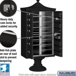 Mailboxes: Mount Type: Pedestal; Lockable: Yes; Material: Aluminum; Color: Black