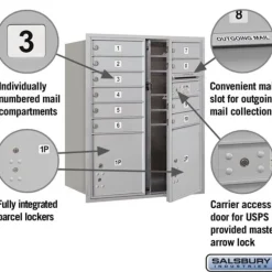 Mailboxes: Mount Type: Surface; Lockable: Yes; Material: Aluminum; Color: Aluminum