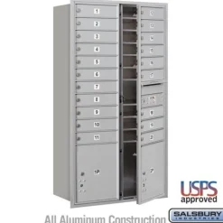 Mailboxes: Mount Type: Surface; Lockable: Yes; Material: Aluminum; Color: Aluminum