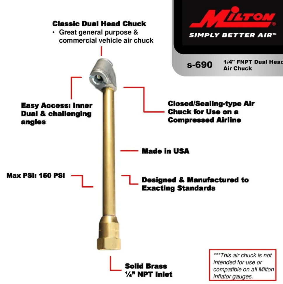150 Max psi Closed Check Brass Air Chuck