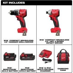 M18™ Compact Brushless 2-Tool Combo Kit, Hammer Drill/Impact Driver