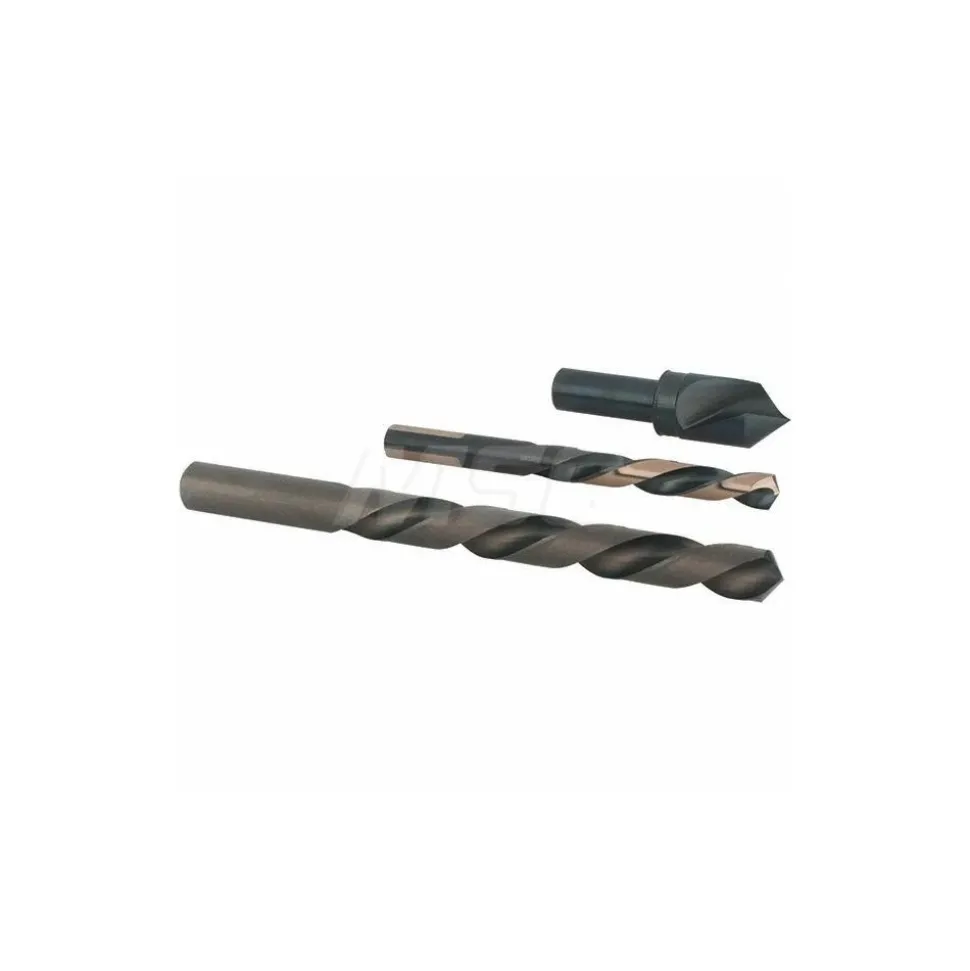 Mechanics Drill Bit: Letter E (1/4"), 135 ° Point, High Speed Steel, Weldon Shank, Split Point