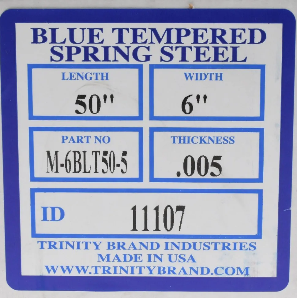 Metal Shim Stock: Roll, 0.0050" Thick, 50" Long, 6" Wide, 1095 & Blue Tempered Spring Steel