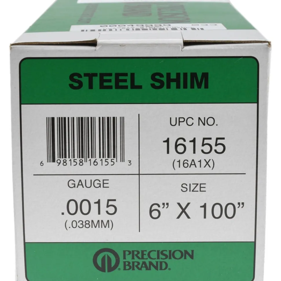 Metal Shim Stock: Roll, 0.0015" Thick, 100" Long, 6" Wide, 1010 Steel