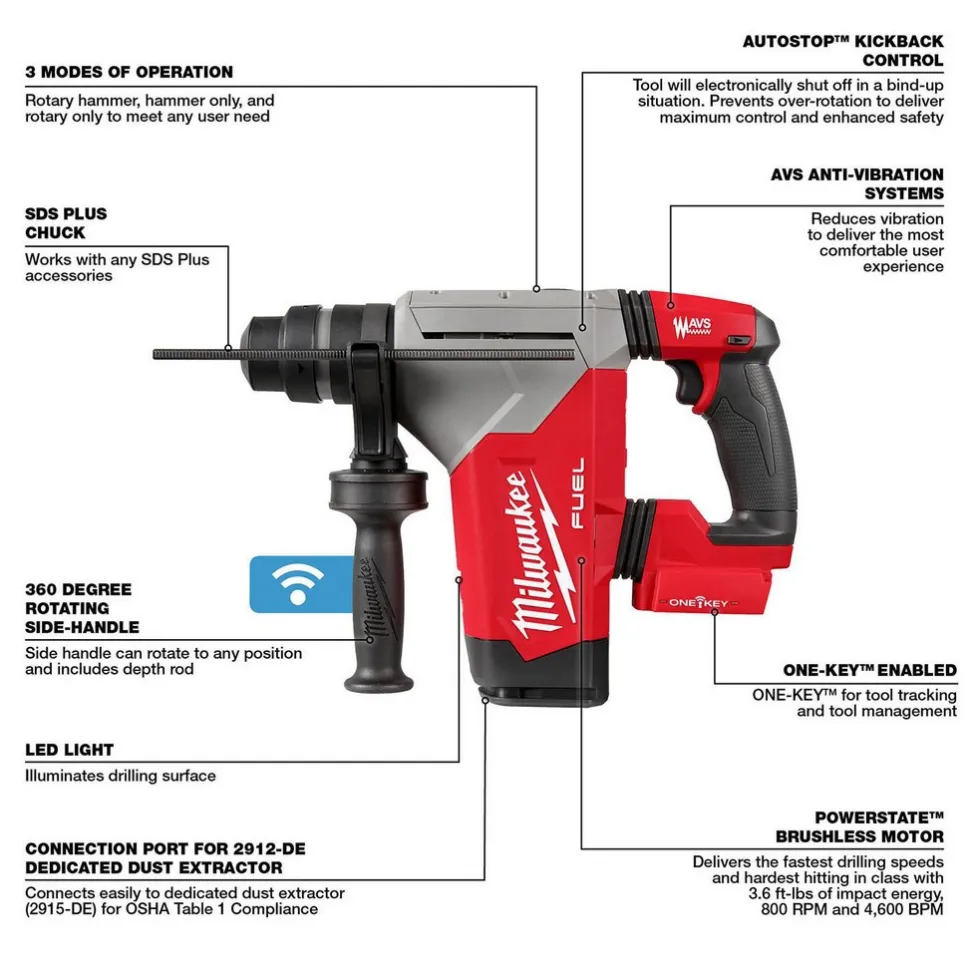 M18 FUEL™ 1-1/8" SDS Plus Rotary Hammer w/ ONE-KEY™