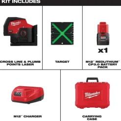 M12™ Green Cross Line & Plumb Points Laser Kit