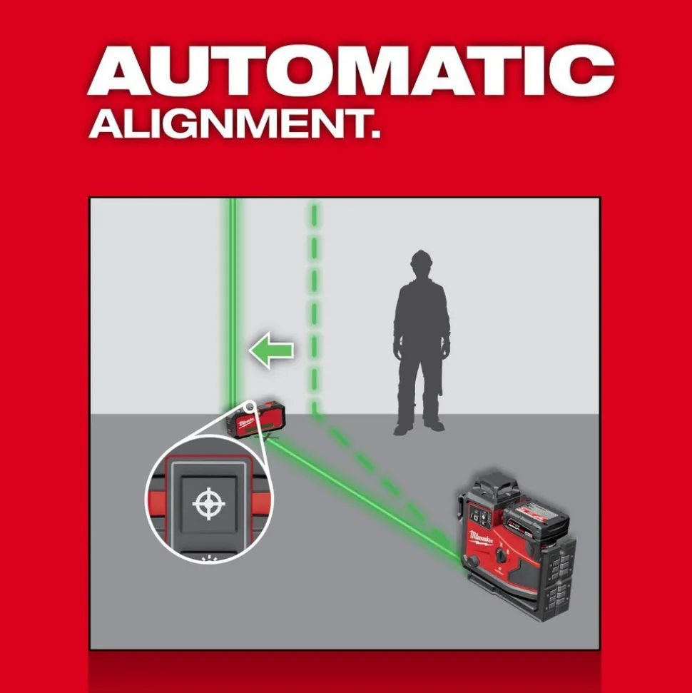 M12™ Green 360° 3-Plane Laser with Automatic Alignment & Receiver