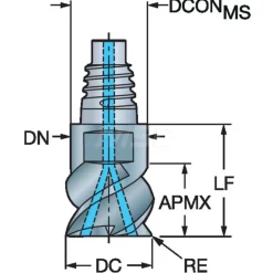 1/2" Mill Dia, 0.315" LOC, 0.315" OAL, 4 Flute Square End Mill Head