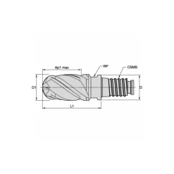 1/2" Mill Dia, 3/4" LOC, Solid Carbide Ball End Mill Head