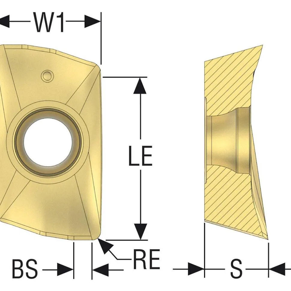 Milling Inserts: Insert Style: XOEX; Insert Size: 12; Insert Material: Solid Carbide; Insert Shape: Parallelogram