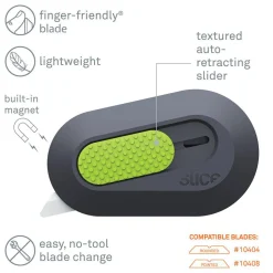 Mini Utility Knife: 62.00 mm Handle, Retractable Blade