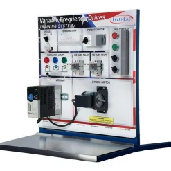Motion Control & Power Transmission Training Systems: Type: Variable Frequency Drive; Includes: Ice Cube Control Relays, Three Phase Motor, Wye Wound Induction Motor, Rheostat Control (0-10V & 5-20MA), Industrial Stop-Start Controls, Industrial Panel Indication, Selector Switches