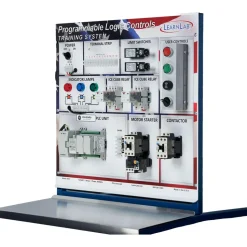 Motion Control & Power Transmission Training Systems: Type: PLC; Includes: Ice Cube Control Relays, Wye Wound 3-Phase Induction Motor, Three Phase Motor, Student Workbook with Labs (PDF), Classroom Hand-Outs, Rheostat Control (0-10V & 5-20MA), Industrial Stop-Start Controls, Industrial Panel Indication, Selector Switches, Instructor's Workbook (PDF)