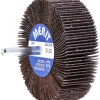 Mounted Flap Wheel: 3" Dia, 1" Face Width, 60 Grit, Aluminum Oxide