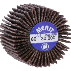 Mounted Flap Wheel: 1" Dia, 1" Face Width, 60 Grit, Aluminum Oxide
