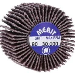 Mounted Flap Wheel: 1" Dia, 1" Face Width, 80 Grit, Aluminum Oxide