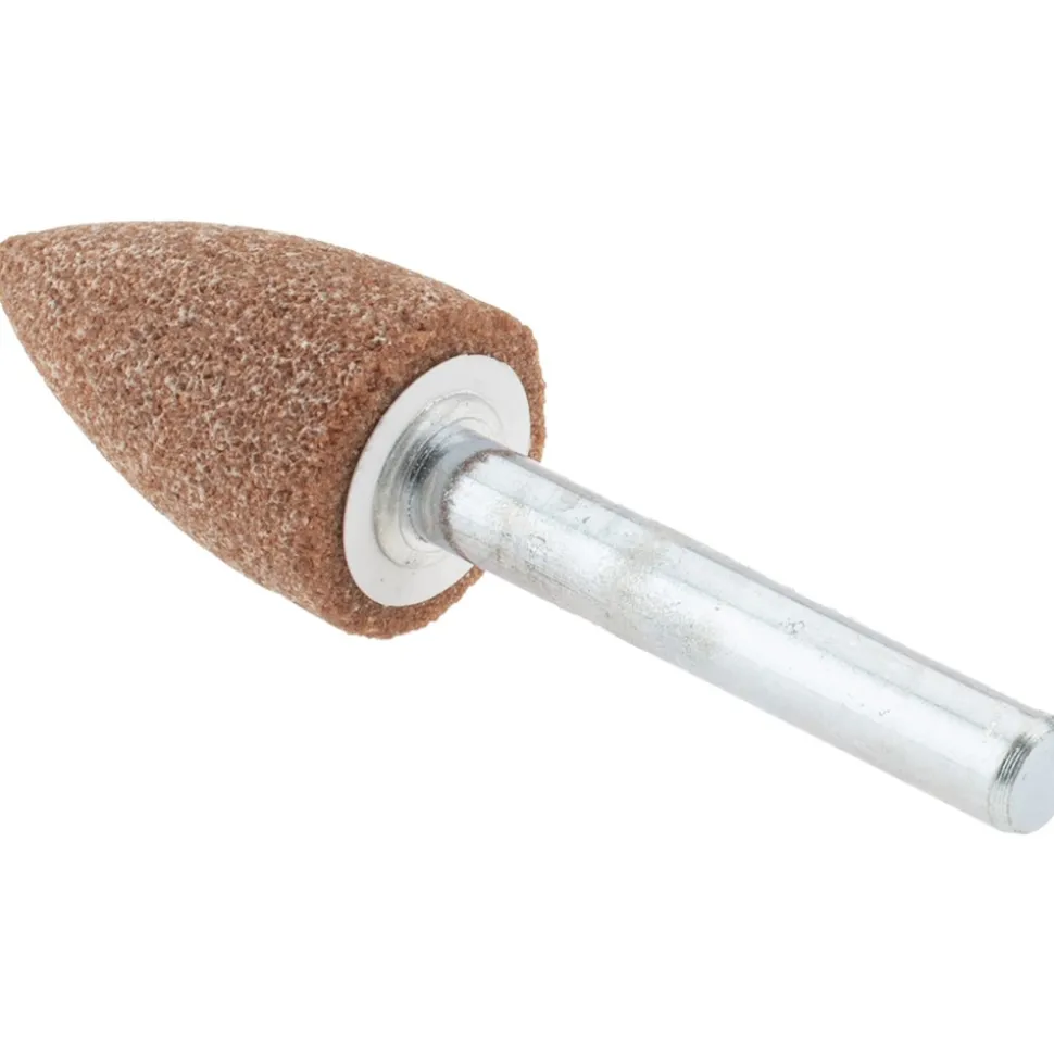 Mounted Point: 1-1/4" Thick, 1/4" Shank Dia, A12, 60 Grit, Medium