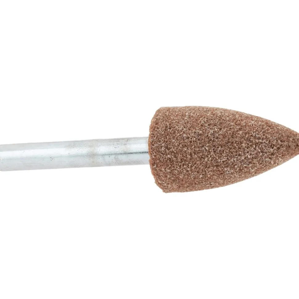 Mounted Point: 1-1/4" Thick, 1/4" Shank Dia, A12, 60 Grit, Medium