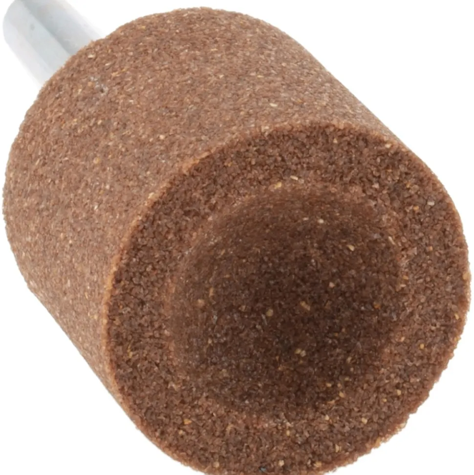 Mounted Point: 1" Thick, 1/4" Shank Dia, A38, 60 Grit, Medium