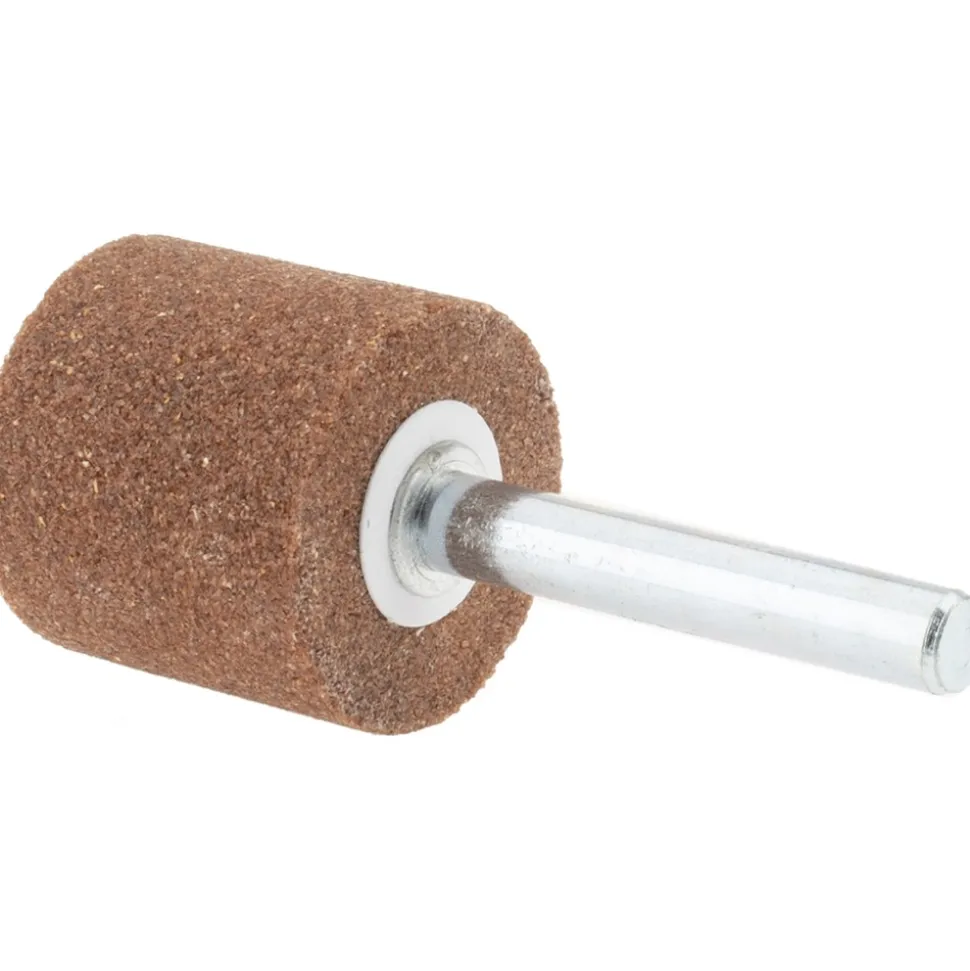 Mounted Point: 1" Thick, 1/4" Shank Dia, A38, 60 Grit, Medium