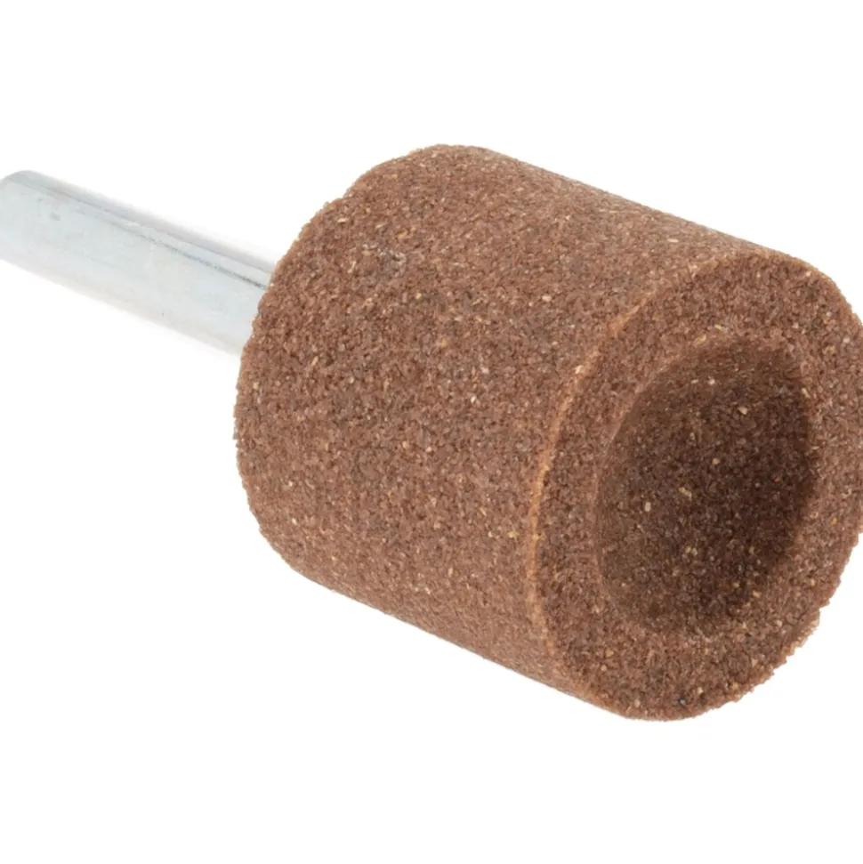 Mounted Point: 1" Thick, 1/4" Shank Dia, A38, 60 Grit, Medium