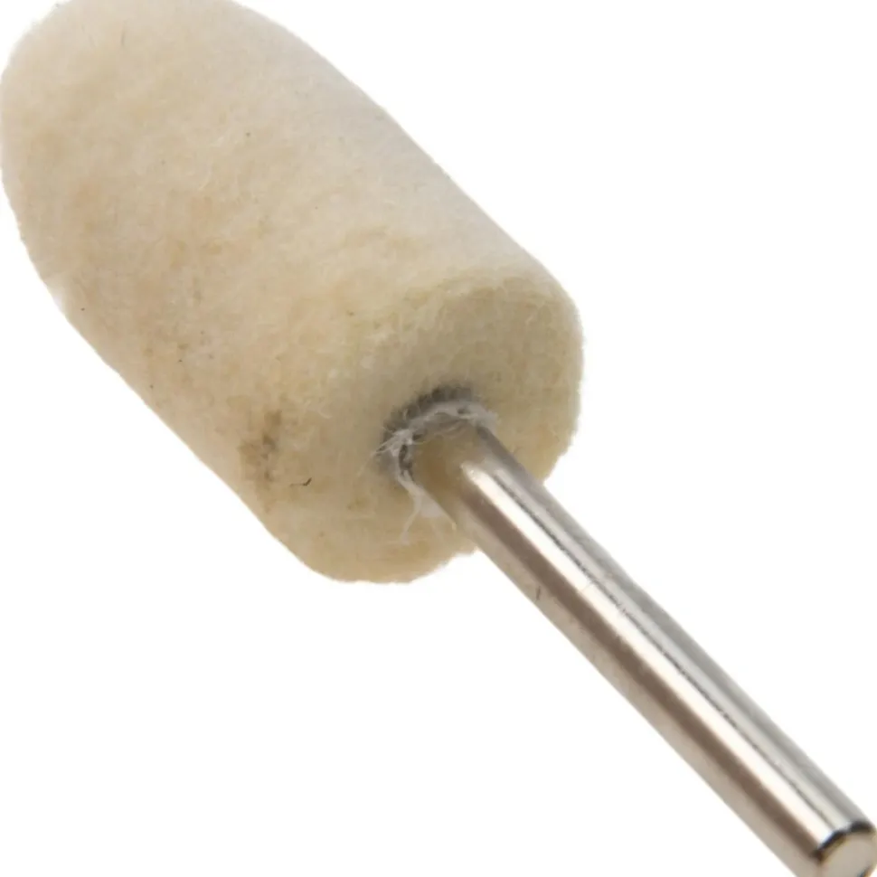 Mounted Polishing Bob: Bullet Shape, 1/2" Max Dia, 1/8" Shank Dia, Wool Felt