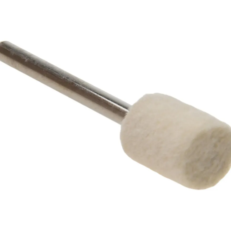 Mounted Polishing Bob: Cylinder Shape, 3/8" Max Dia, 1/8" Shank Dia, Wool Felt