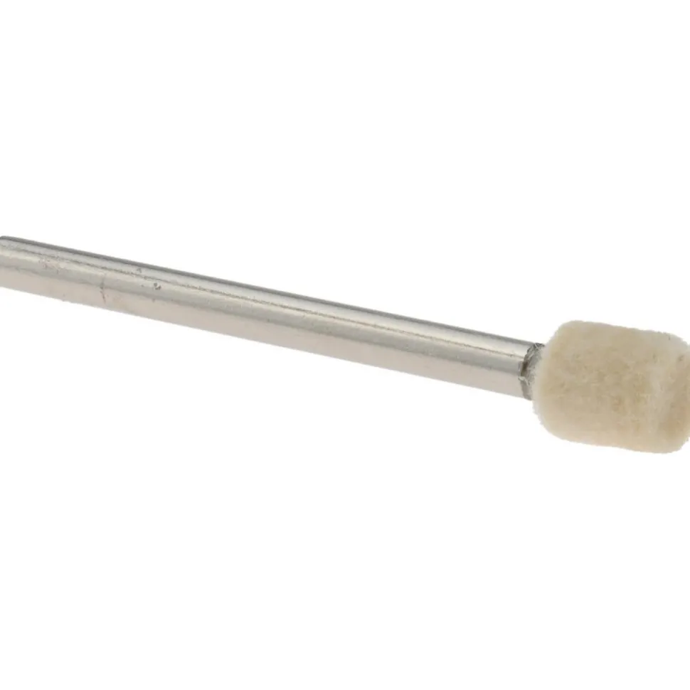 Mounted Polishing Bob: Cylinder Shape, 1/4" Max Dia, 1/8" Shank Dia, Wool Felt