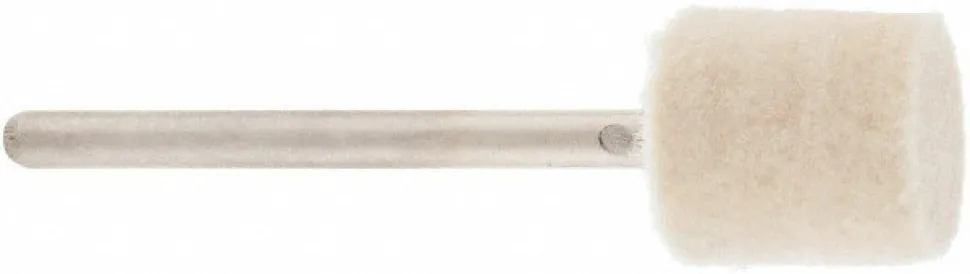 Mounted Polishing Bob: Cylinder Shape, 1/2" Max Dia, 1/8" Shank Dia, Wool Felt