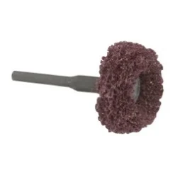 Mounted Satin Disc Buffing Wheel: 1-1/2" Dia, 1" Thick, 1/8" Shank Dia
