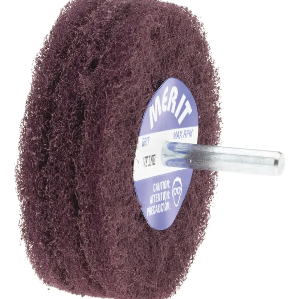 Mounted Scrubber Buffing Wheel: 3" Dia, 1/4" Shank Dia