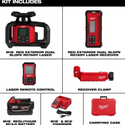 M18™ Red Exterior Dual Slope Rotary Laser Level Kit with Receiver & Remote