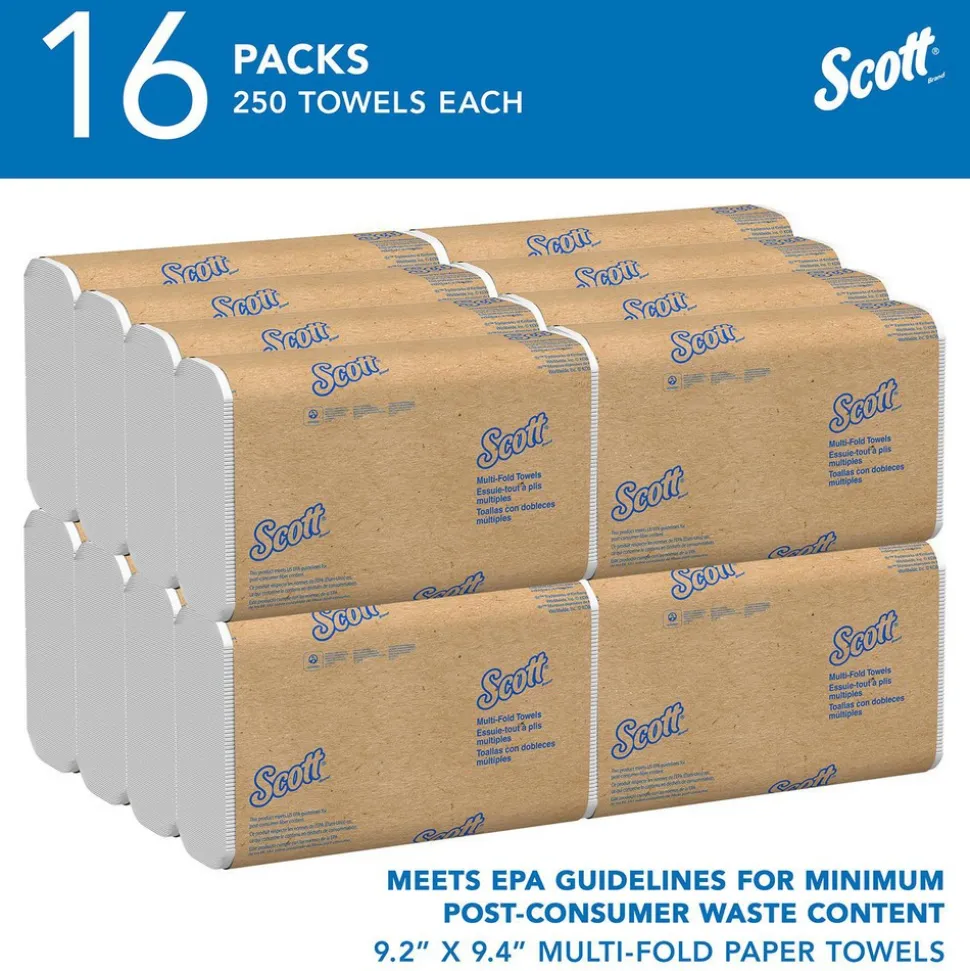 Multifold Paper Towels (01804), with Absorbency Pockets™, 9.2" x 9.4" Sheets, Compressed Pack, White
