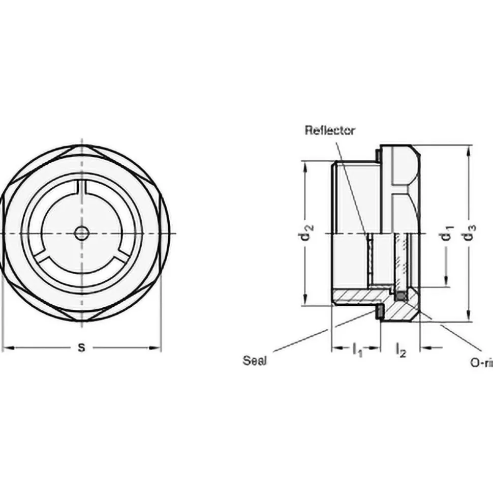 M16x1.5 Thread, 20mm Distance Across Flats, Aluminum Oil Level Sight Glasses