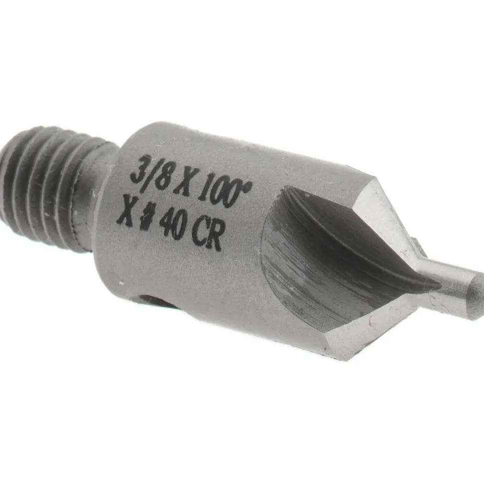 1-1/8" OAL, 3/8" Head Dia, 3 Flute, 100° Incl Angle, Integral Pilot, Adjustable Stop Countersink